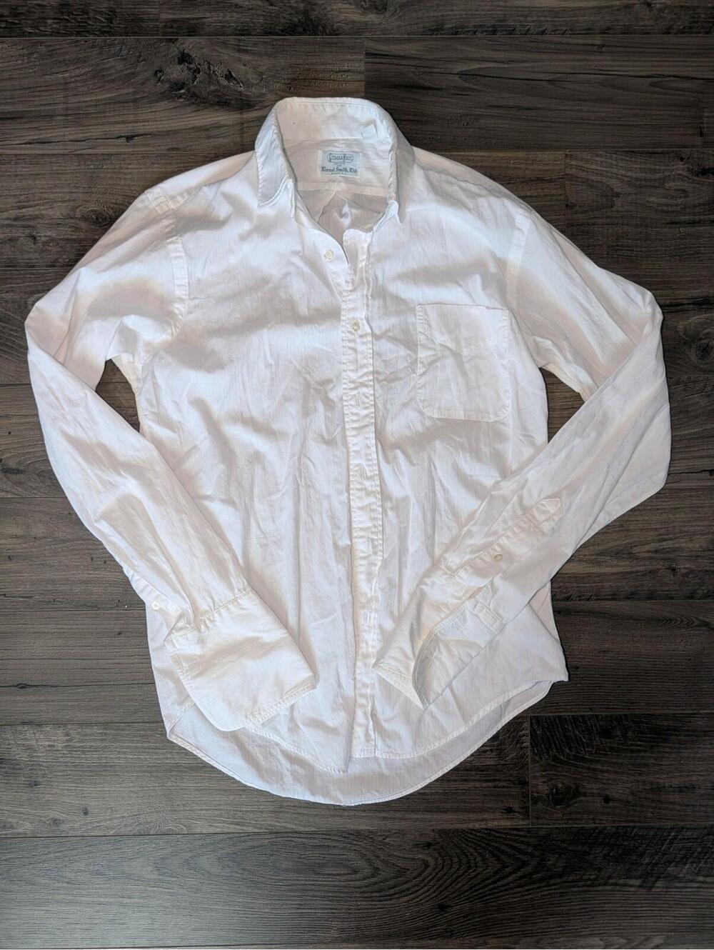 Gitman Bros Mens Custom Dress Shirt Lionel Smith 15 35  French Cuff White